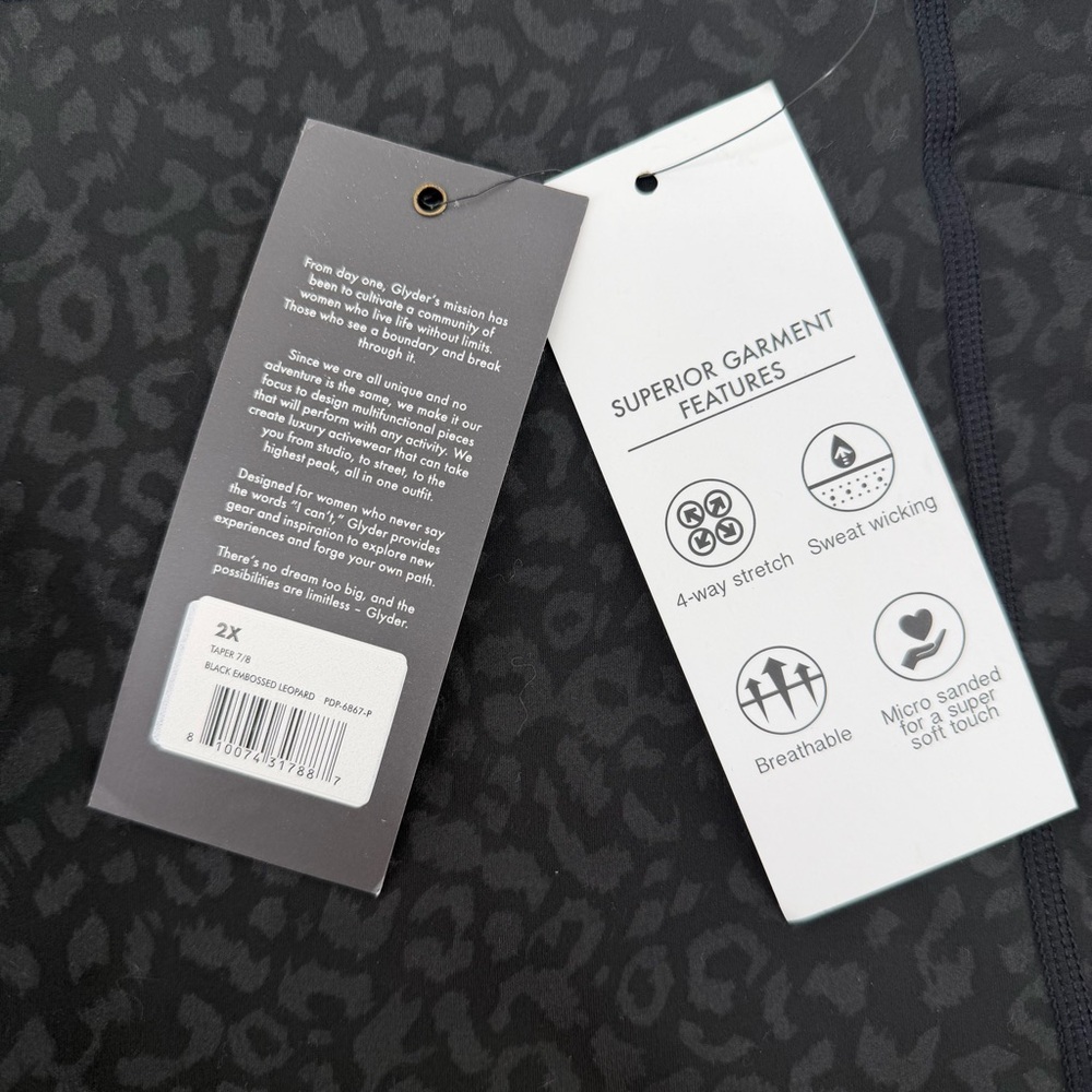 Glyder Black Leopard Embossed Leggings NWT Plus Size 2X High Rise Pockets - Picture 7 of 11